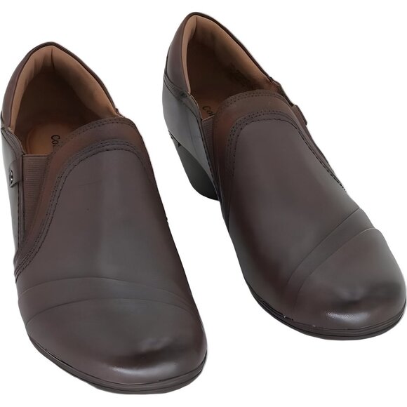 Cobb Hill Women's Laurel Brown Leather Slip-On Pumps, Size 10 Narrow US - Picture 1 of 6